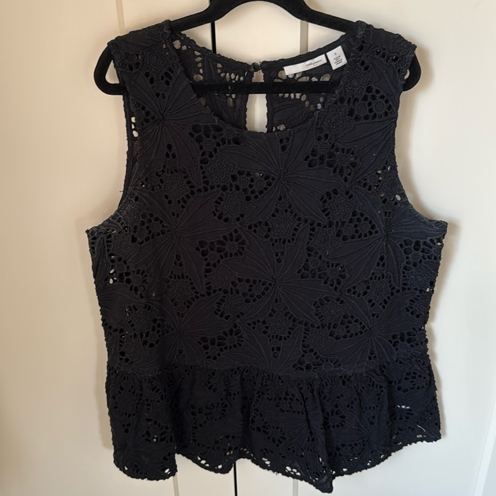 Halogen Black Lace Peplum Tank Top